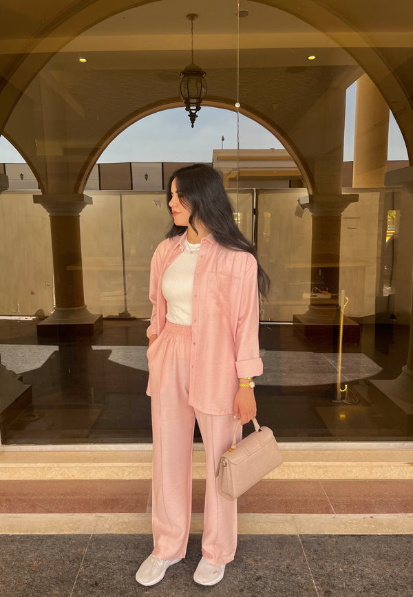 Powder Pink Linen Comfy Set