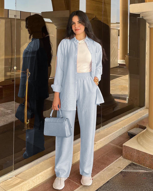 Baby Blue Linen Comfy Set