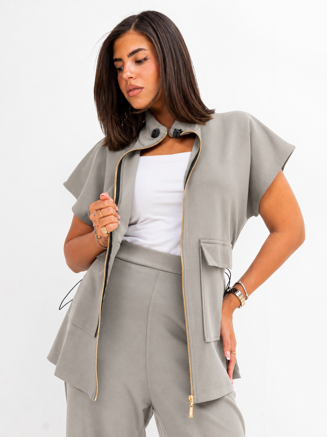 Oysho Tracksuit in Grey on model